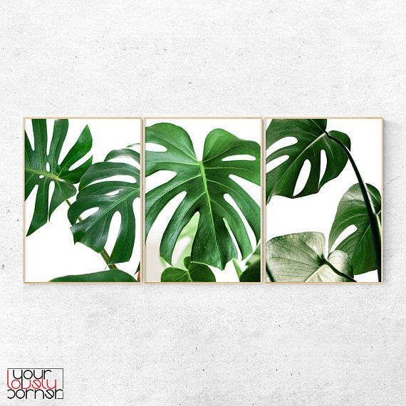 Set of 3 prints watercolor leaves set, palm leaves prints printable palm leaves Printable wall art set palm prints set Palm prints