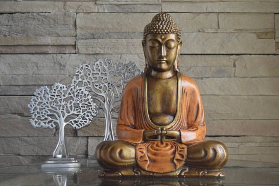 Big Buddha Sculpture In Resin Finished Bronze Orange Handmade Buddha Sculpture Buddha Big Buddha