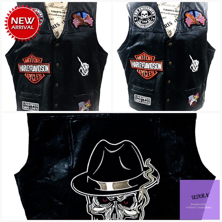 Men’s Leather Vest Motorcycle Vest Biker Vest Motorcycle Biker Harley