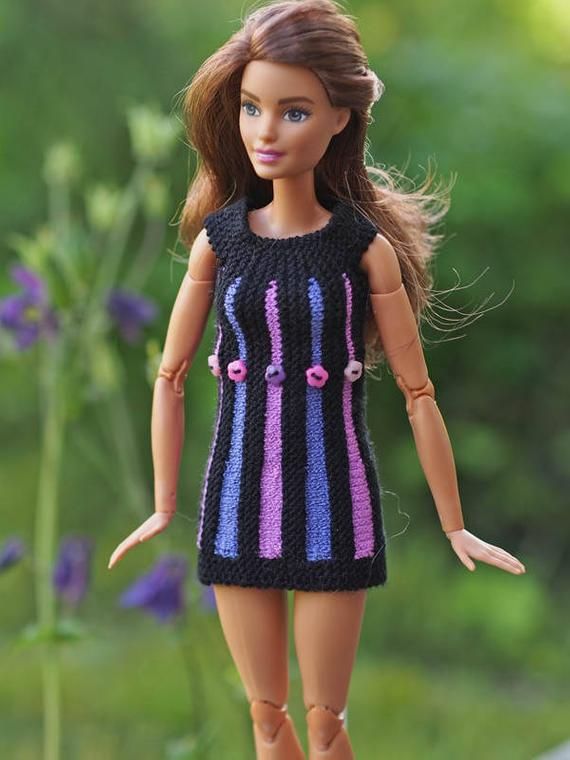 BARBIEDOLL CLOTHES PURPLE,BLUE,/& PINK DRESS