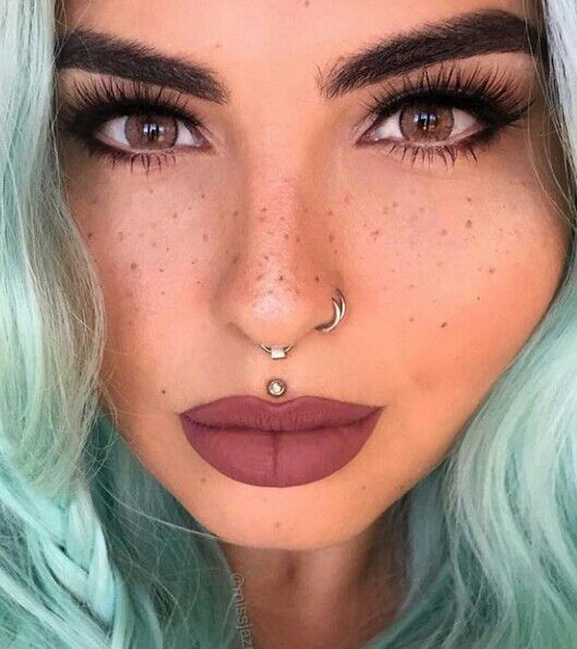 Septum Piercing With Nose Ring Septum Piercing With Nose Ring