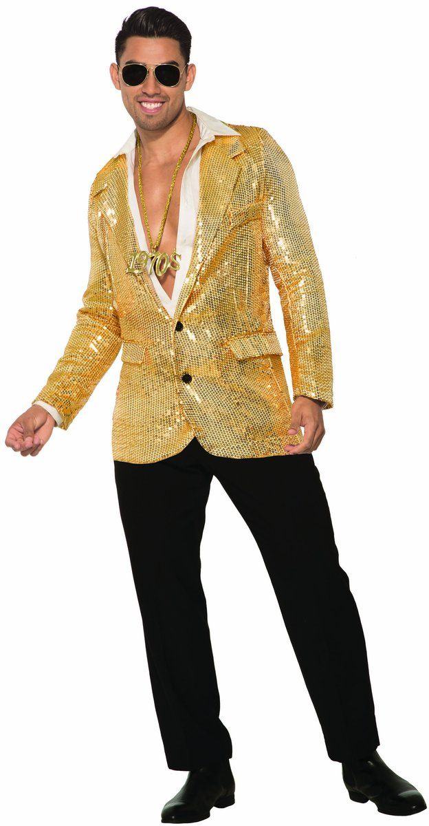 Sequin Jacket Black Adult Costume Men/'s Fancy Dress Up Underwraps