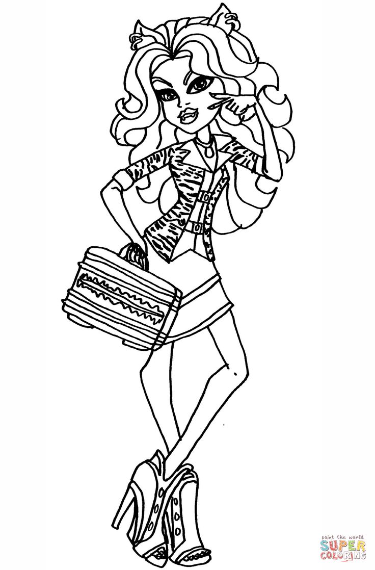 clawdeen wolf schools out super coloring coloring pages on coloriage monster high clawdeen id=50325