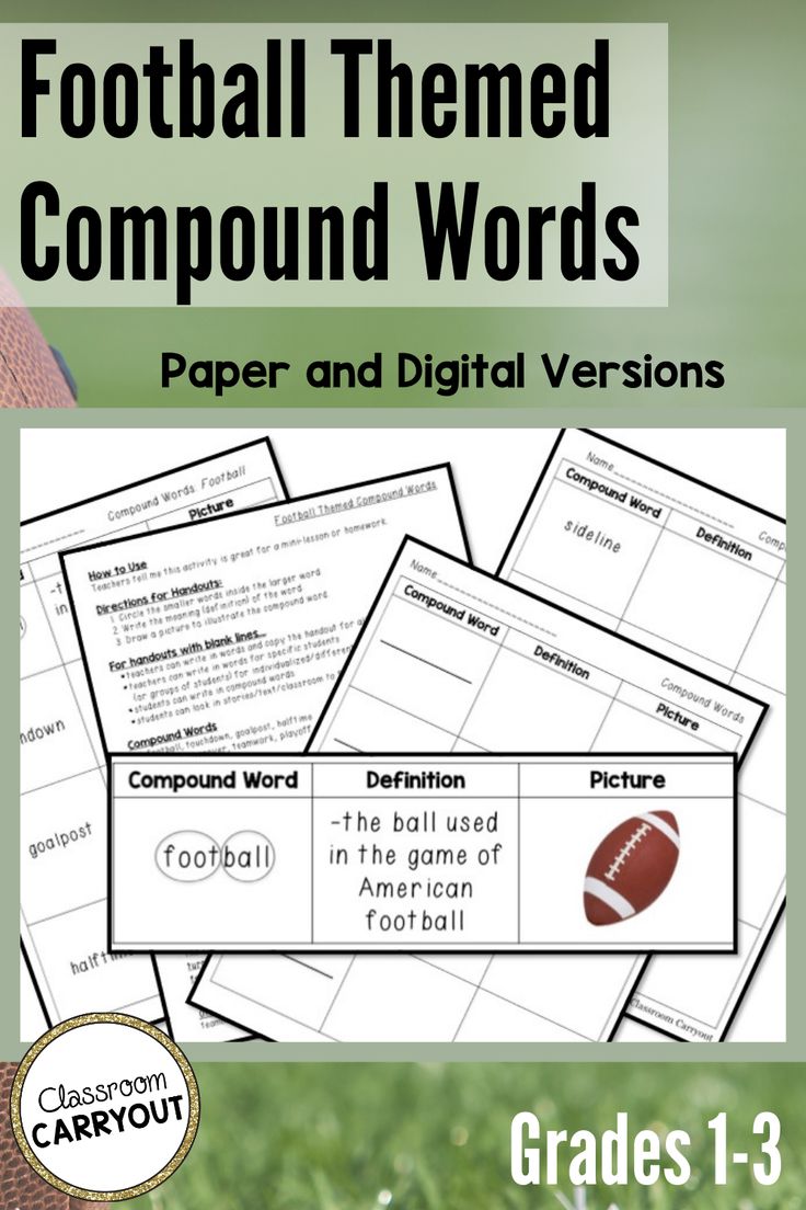 Football Compound Words in 2021 Compound words, Word