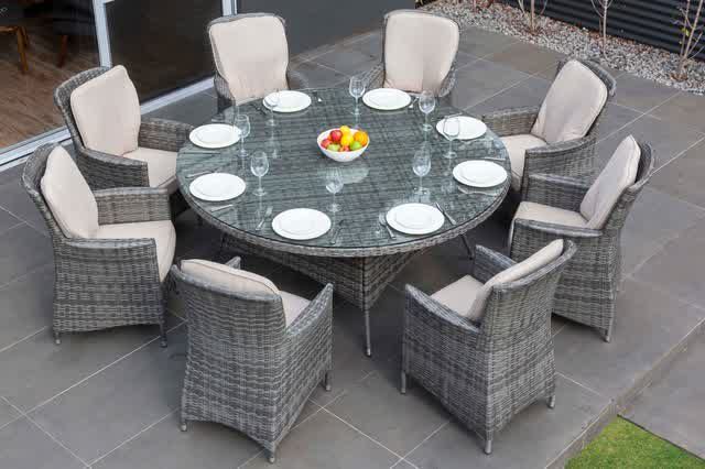 Simple Round Dining Table For 8 Ireland Wicker Set Outdoor Modern Furniture Outdoor Dining, Round Outdoor Dining Table Set For 8