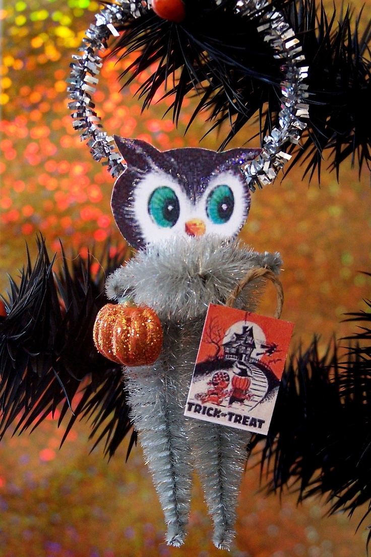 trick or treat owl retro halloween decoration ornament by treepets - Vintage Style Halloween Decorations trick or treat owl retro halloween decoration ornament by treepets - Vintage Style Halloween Decorations