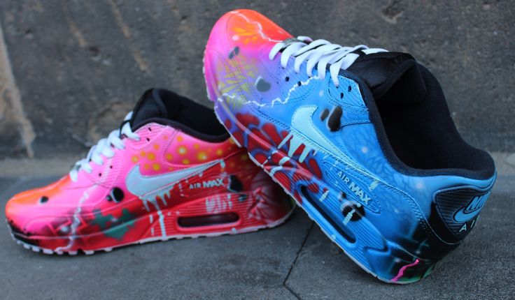 Nike Air Max 90 Blue Galaxy Style Painted Custom Shoes Sneaker Airbrush