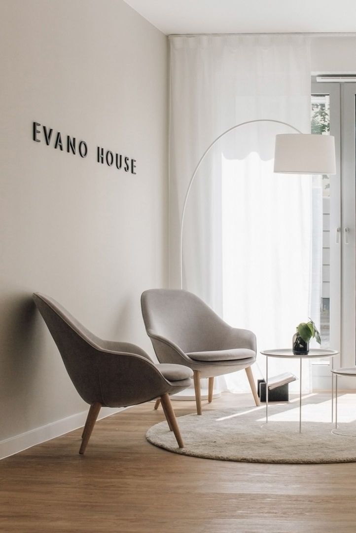 Design Sessel Scandinavia Grau Inkl Hocker Retro Look