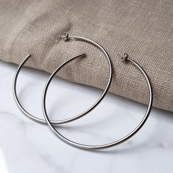 Anium Hoop Earrings Large 60mm Or Medium 45mm Lightweight And Anium Hoop Earrings Large 60mm Or