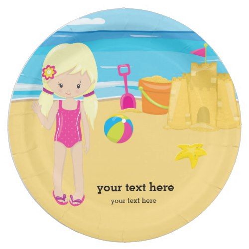 beach party paper plate pool birthday party pinterest