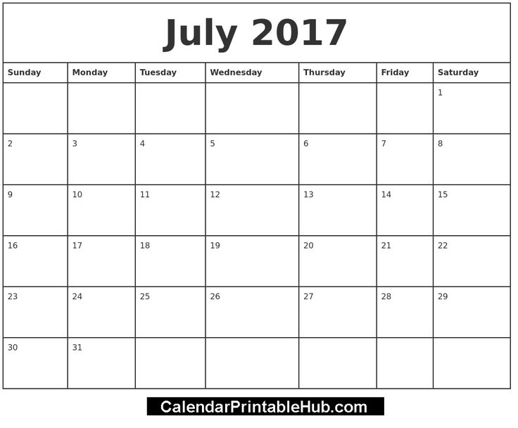 free july calendar