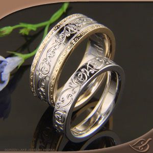 Celtic 950 Palladium Band With Gold Rails Celtic 950 Palladium Band With Gold Rails