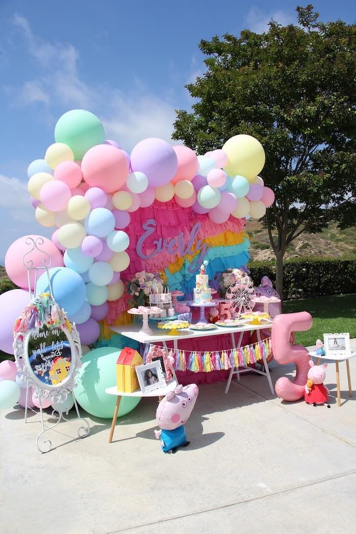 Multicolor Helium Or Normal Air Peppa Pig Theme Happy Birthday