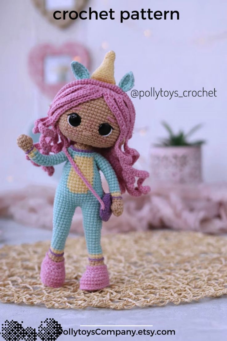 Crochet ENGLISH PATTERN Doll Unicorn Amigurumi Doll Crochet Doll Crochet ENGLISH PATTERN Doll Unicorn Amigurumi Doll Crochet Doll