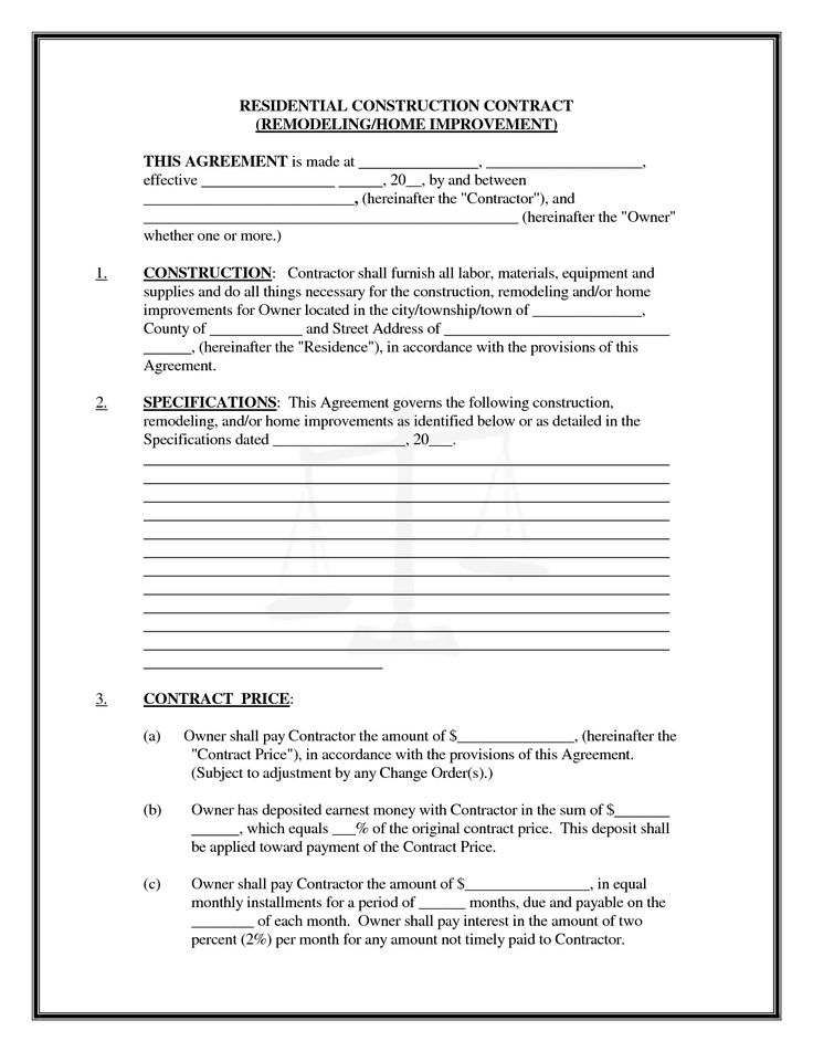 pics of residential construction contracts | Residential Construction Contract (Remodeling/Home Improvement)