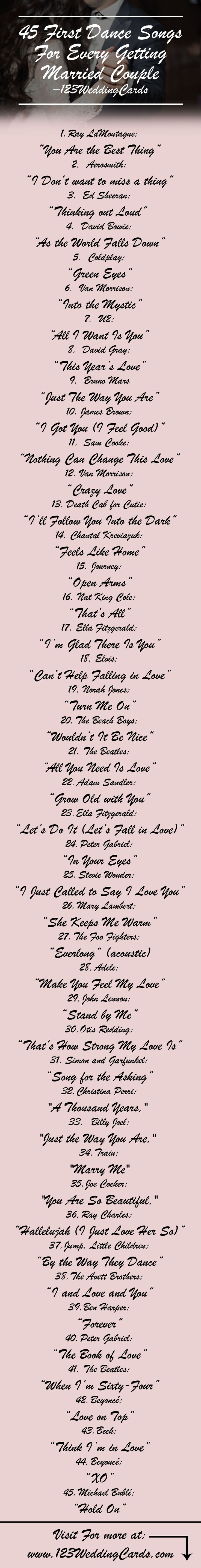Top 25 Best First Dance Songs Ideas On Pinterest A List Of First Dance Wedding Songs By From Pop To Rock Soul Clical These 45 You Must Try On Your Day