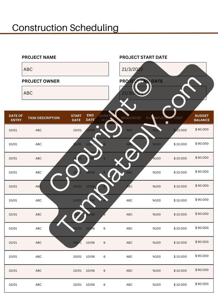 Construction Scheduling Template Printable PDF Word Schedule Construction Scheduling Template Printable PDF Word Schedule