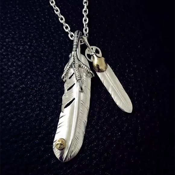 Goro S Style 925 Sterling Silver Eagle Claw Feather Pendant Necklace Pendants Accessories - Silver Eagle Feather Pendant Goro S Style 925 Sterling Silver Eagle Claw Feather Pendant Necklace Pendants Accessories - Silver Eagle Feather Pendant