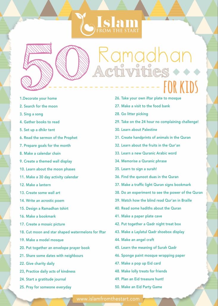 50 Ramadhan Activity Ideas Poster, Islam From the Start