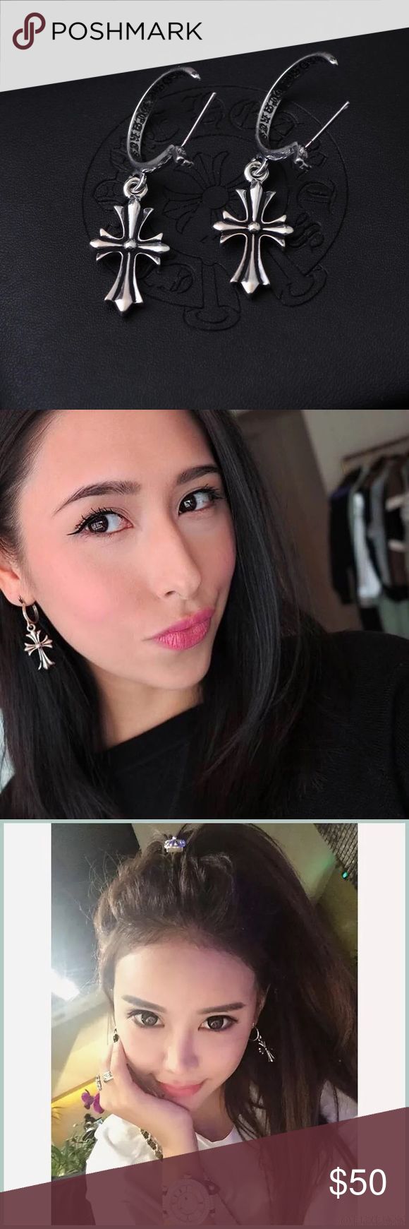 Chrome heart earrings $25 each Earrings Chrome Hearts Jewelry Earrings...