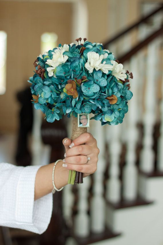 Best 25 Teal Rustic Wedding Ideas On Pinterest Teal Hydrangea Bouquet Rustic Country By Dressmywedding 90 00