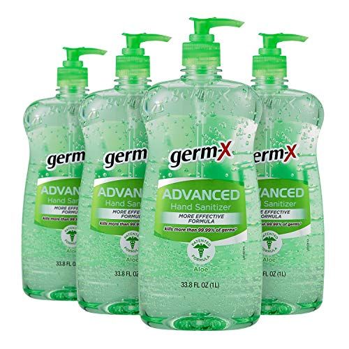 Amazon GermX Advanced Hand Sanitizer, Aloe, Pump Bottle, 33.80 Fluid