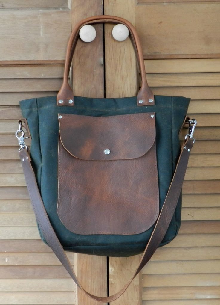 Waxed canvas leather tote bag. $125.00, via Etsy. Waxed canvas leather tote bag. $125.00, via Etsy.