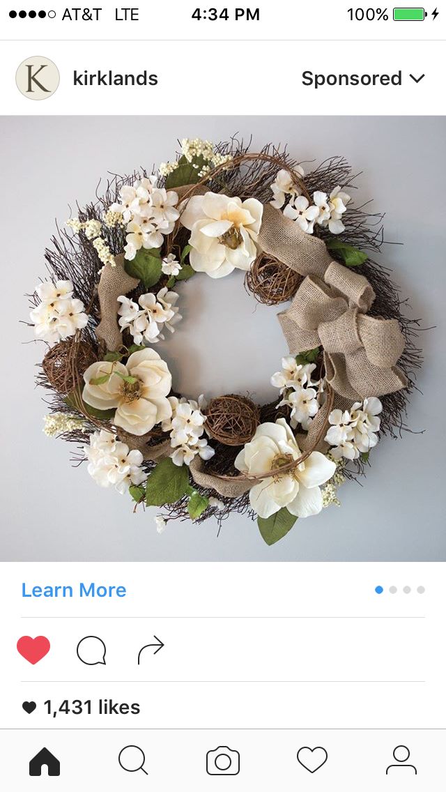 Wreath idea - Kirklands Insta Feed | Floral wreath, Wreaths, Kirklands