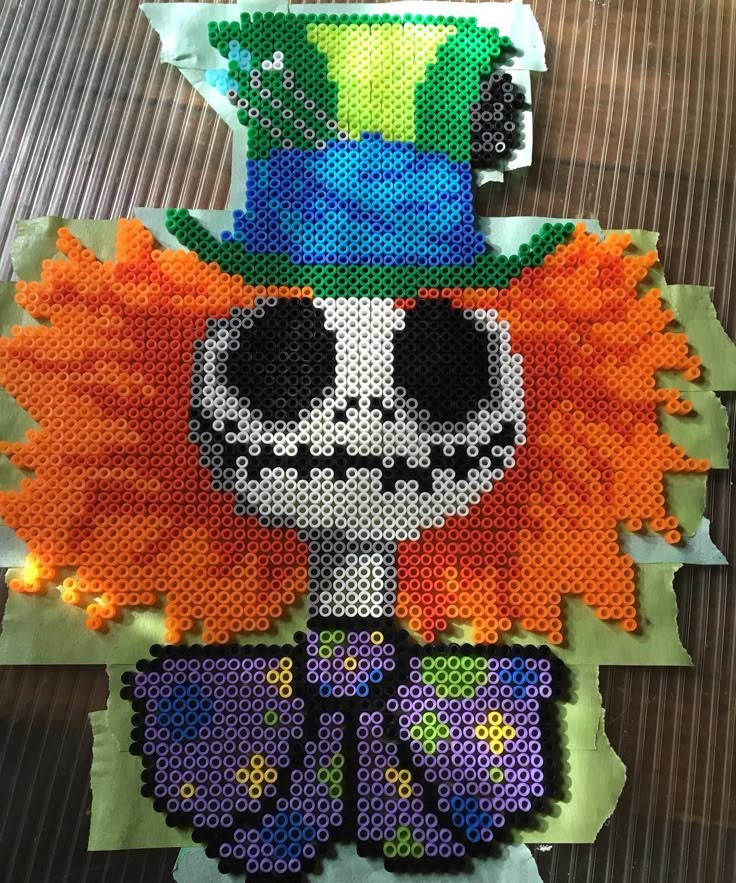 mad hatter jack skellington perler beads by orangeambu nightmare before christmas cross stitch patterns