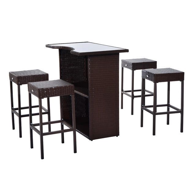 Outsunny 5 Piece Outdoor Patio Rattan Bar Set Sears 299 99 Sets Outdoor Patio Bar Sets, Sears Outdoor Furniture Bar Set