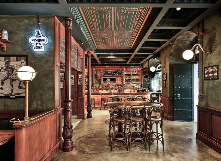 Celtic Irish Pub Interior Architecture Drawing Art Design Celtic Irish Pub Interior, Wood And Metal Hudson Pub Tableware