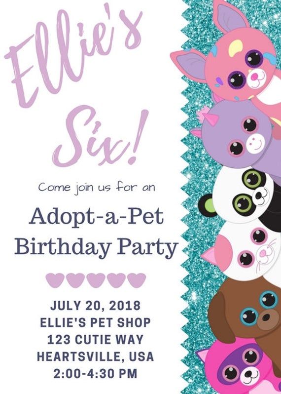 Adopt A Pet Beanie Boo Invite For Birthdays Adopt A Pet Beanie Boo Invite For