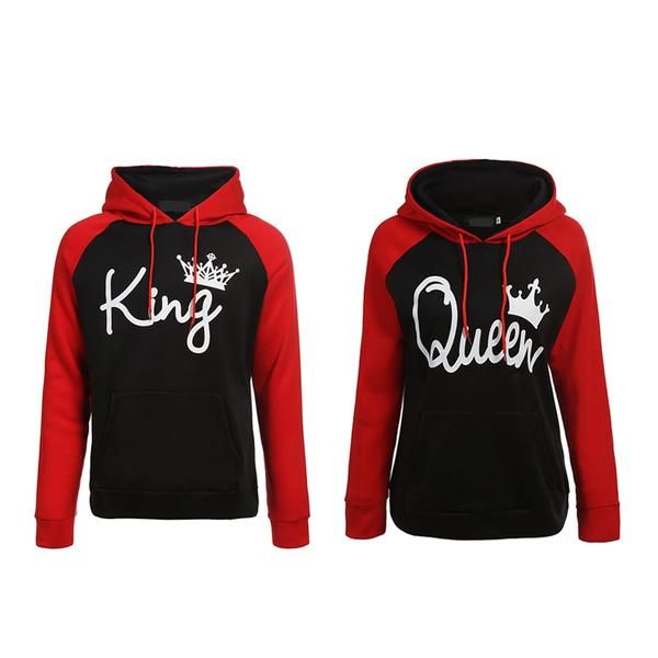 Couple Lovers Matching Sweatshirt Hoodies King //Queen Print Casual Pullover Tops