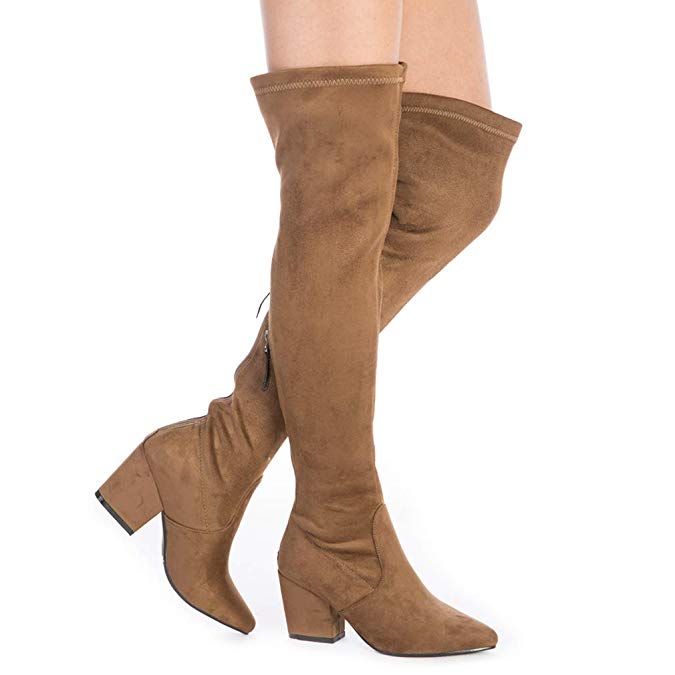 N.N.G Women Boots Winter Over Knee Long Boots Fashion Boots Heels Autumn Quality Suede Comfort Squar… | Stretch suede boots, Fashion boots heels, Winter boots women