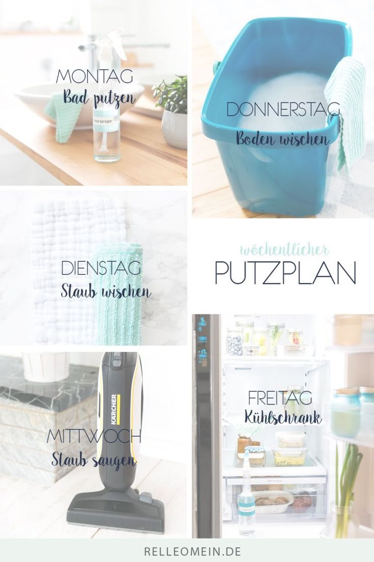 Wöchentlicher Putzplan - jeden Tag eine halbe Stunde putzen für ein sauberes Z...