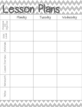 weekly lesson plan template chevron home school pinterest