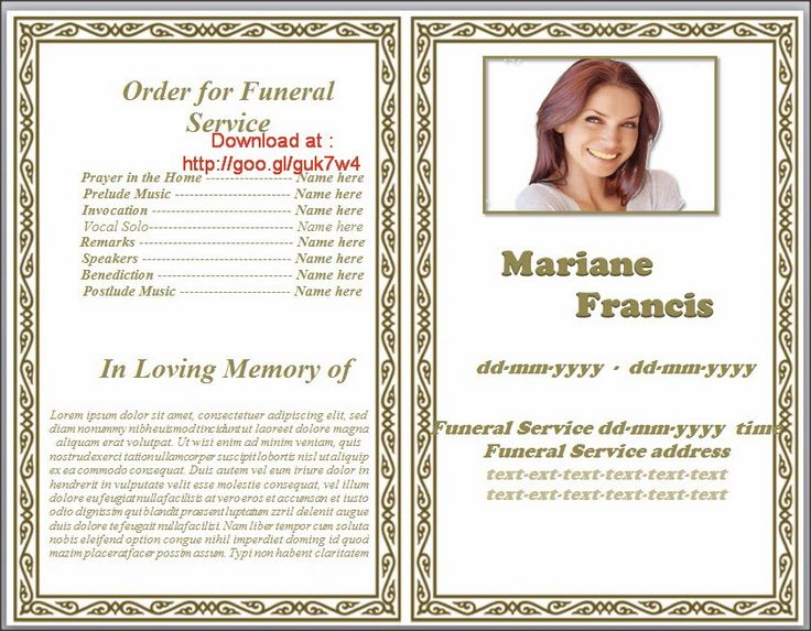 free obituary program template download