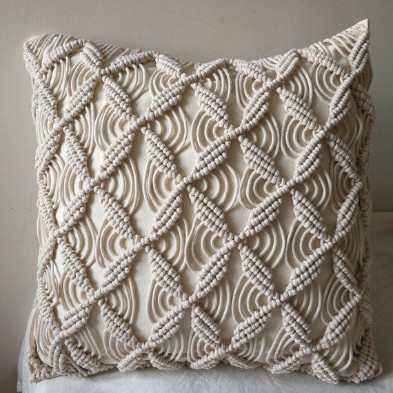 Macramé pillow cover Boho cushion cover 100% cotton wedding Macramé pillow cover Boho cushion cover 100% cotton wedding