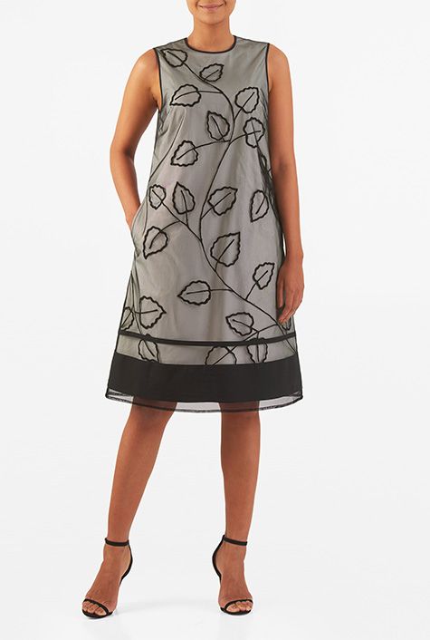 I ♥ this Leaf wool embellished tulle layer poplin shift dress from eShakti Shi… I ♥ this Leaf wool embellished tulle layer poplin shift dress from eShakti Shi…