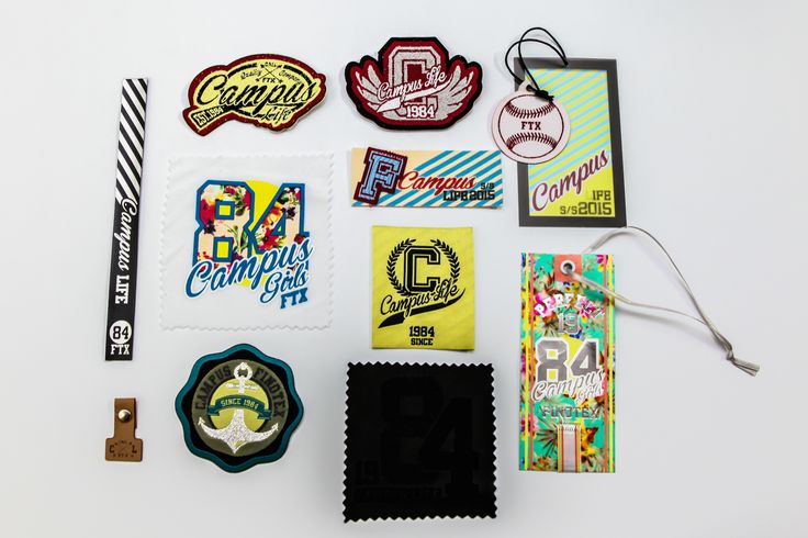 Campus Life collection - woven labels, printed labels and tapes, heat transfers, hangtags with ...