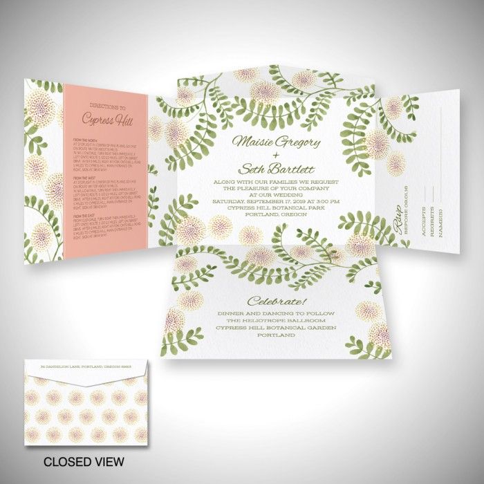 20 Best Einvite Self Mailer Wedding Invitations Images On Pinterest Climbing Tendril Self Mailer Wedding Invitation Einvite Lush Green Tendrils Dance Across This
