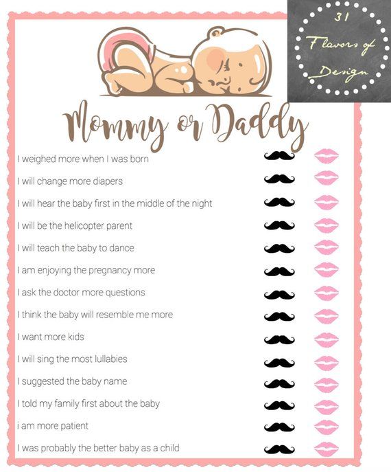 DIY-Instant Download Mommy or Daddy Baby Shower Game