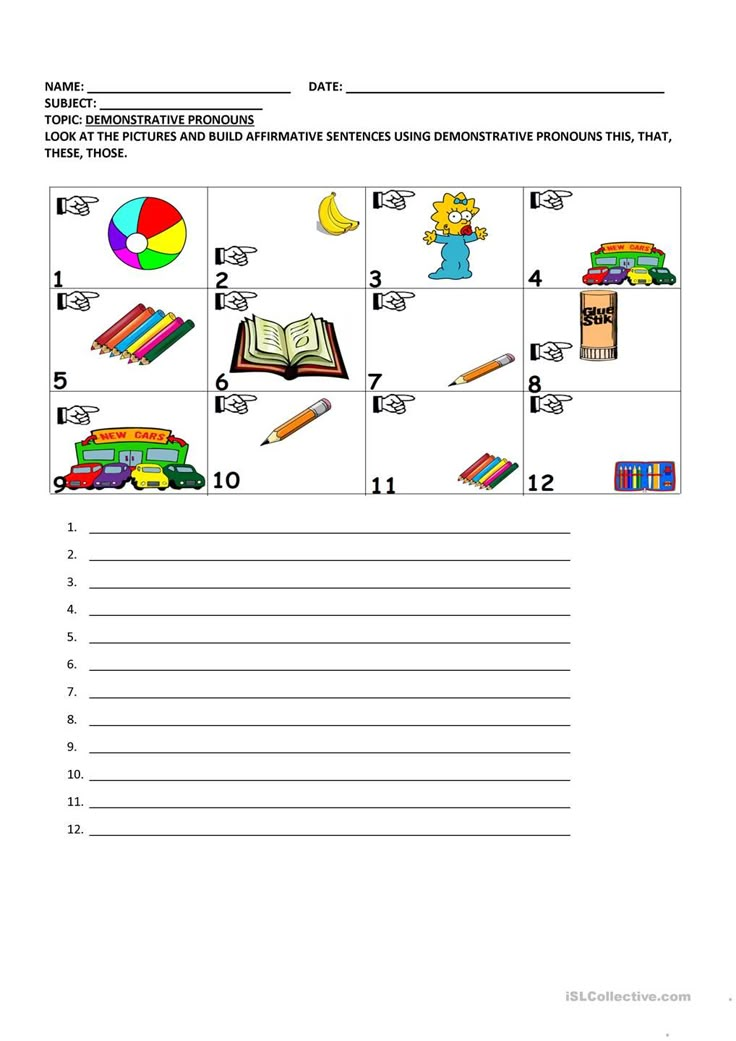 DEMONSTRATIVE PRONOUNS THIS THAT THESE THOSE Demonstrative Pronouns Classroom Language