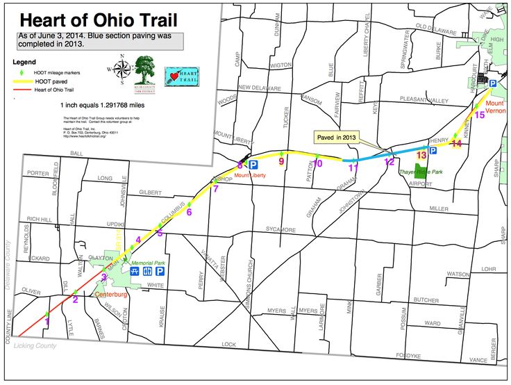 Heart of Ohio Trail Map with Mile - 392f19d46cf7736e57f9c9845063a71b Trail Maps Markers