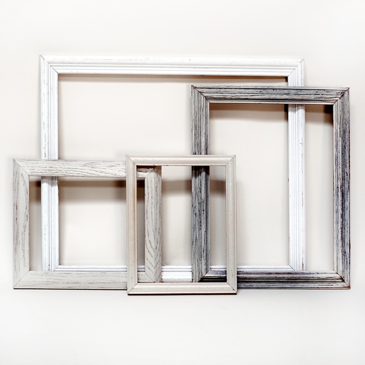 white frames (set of 4) Frame sizes large distressed