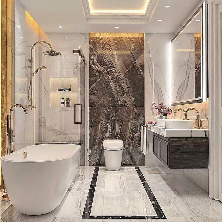 Decor Trends More On Instagram Um Luxo Essa Sala De Banho Classica Com Revestime In 2020 Modern Luxury Bathroom Bathroom Design Luxury Modern Bathroom Design