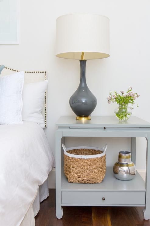Gray Nightstand With Charcoal Lamp Transitional Bedroom Gray Nightstand With Charcoal Lamp Transitional Bedroom Home Decor In 2018 Pinterest And