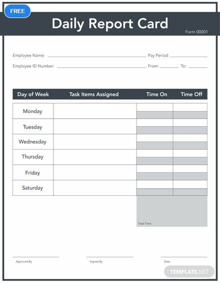 Free Daily Report Card Template Templates A Daily Report Card For Your Company Or Business To Use This Template Allows You