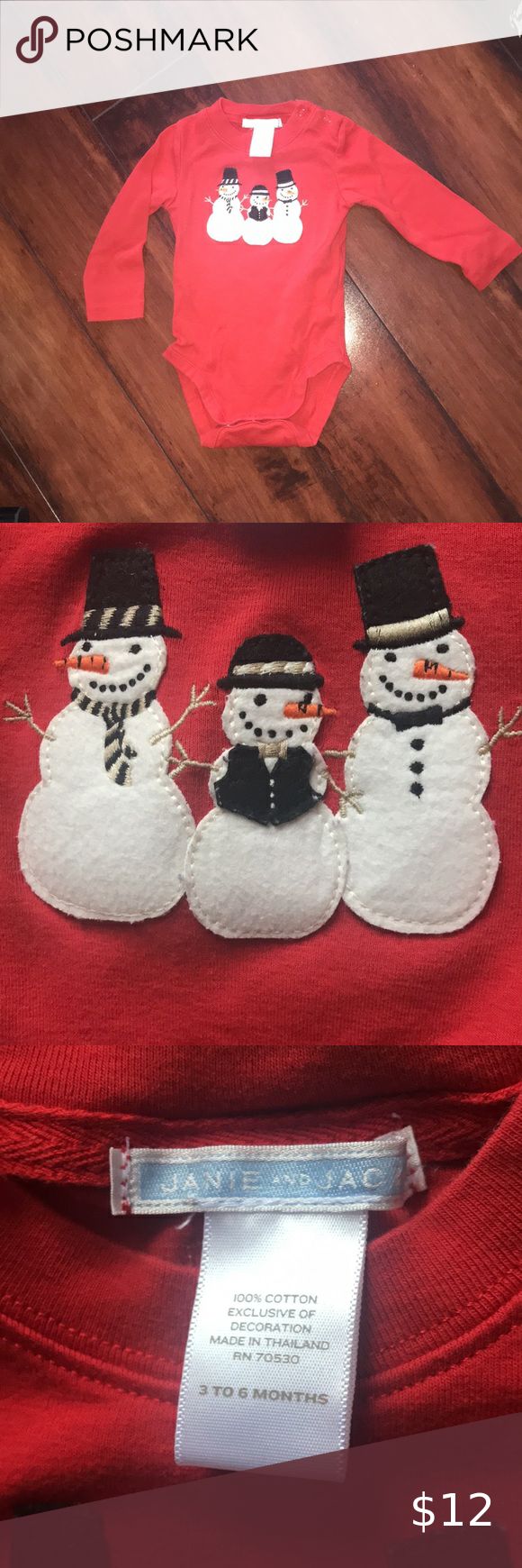 JANIE AND JACK HOLIDAY SNOWMEN ⛄️ ONE PIECE SIZE 36 MONTHS Holiday