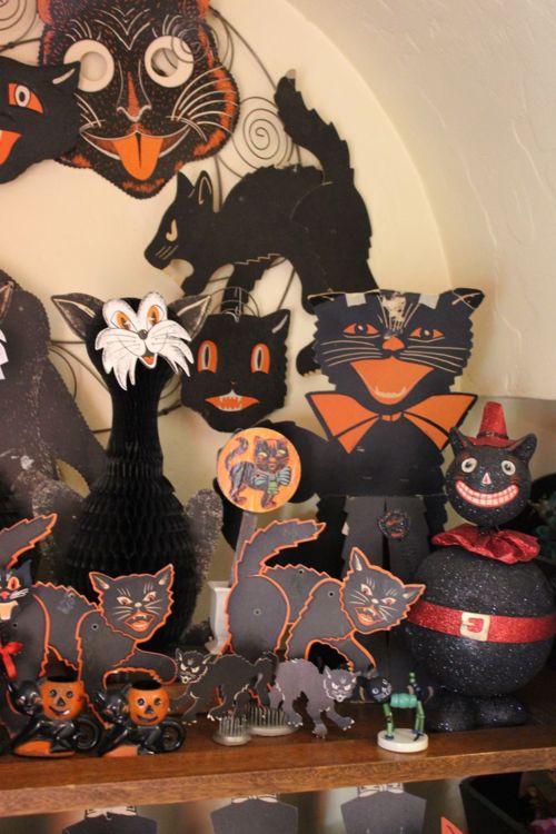 halloween black cat vintage decor
